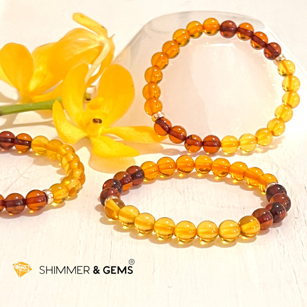 Amber Tricolour Bracelet (Natural) 6Mm Bracelets