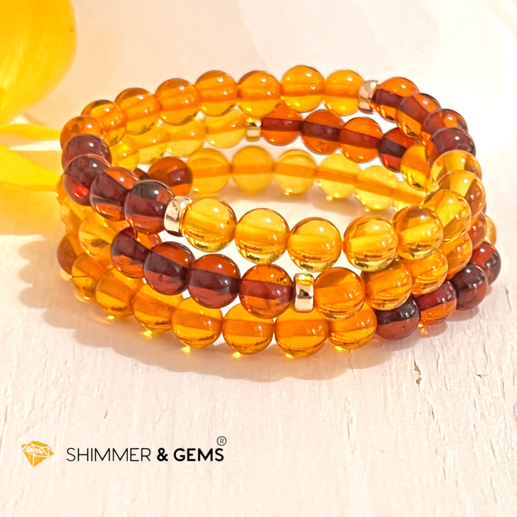 Amber Tricolour Bracelet (Natural) 6Mm Bracelets