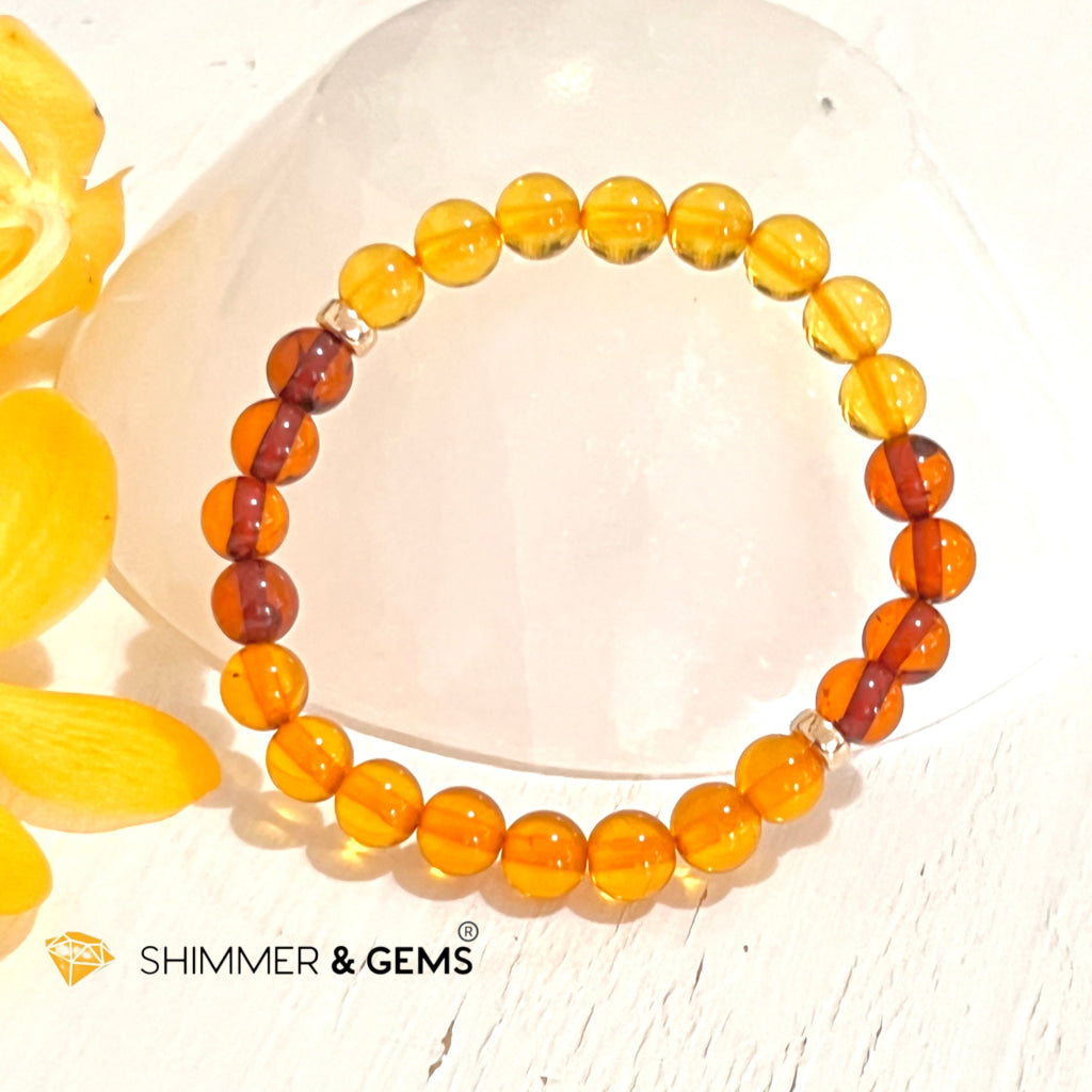 Amber Tricolour Bracelet (Natural) 6Mm Bracelets