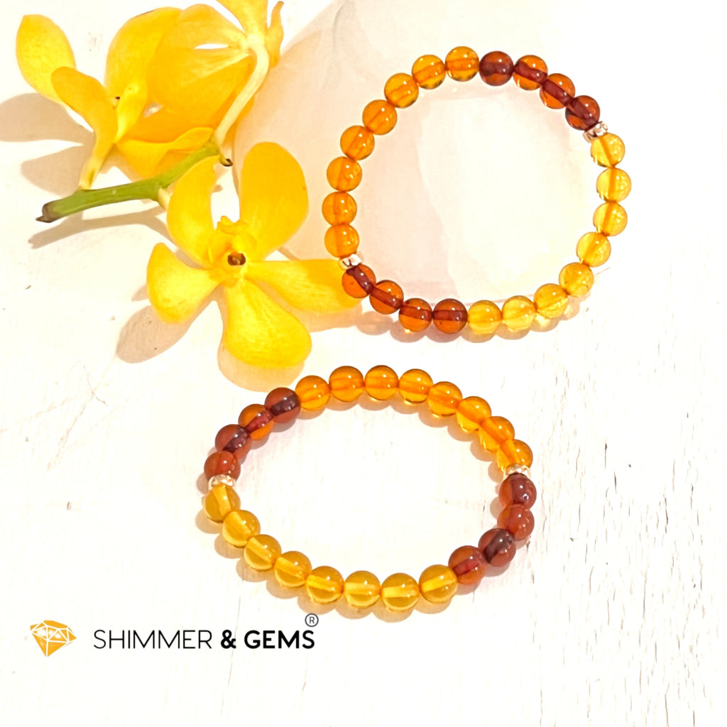 Amber Tricolour Bracelet (Natural) 6Mm Bracelets