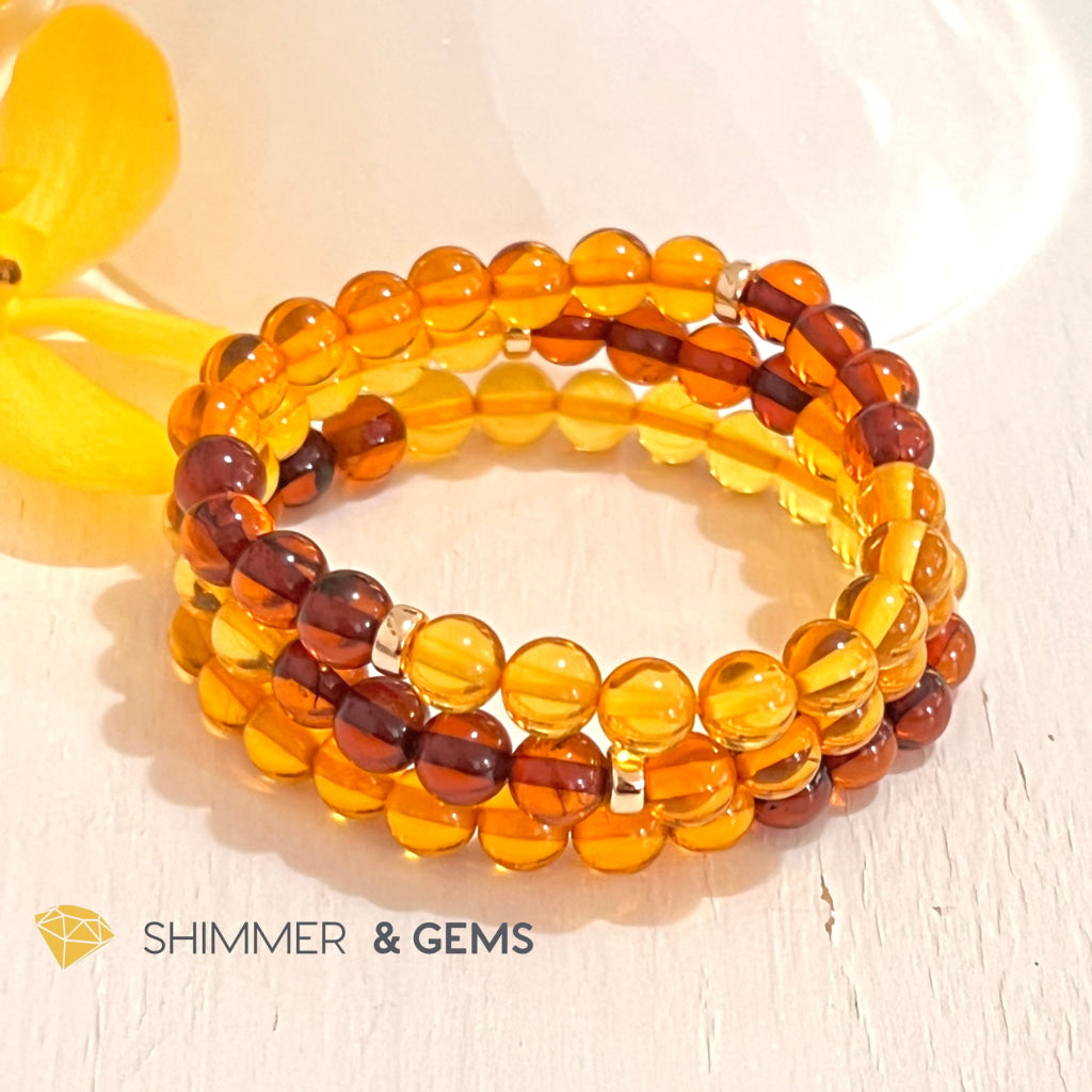 Amber Tricolour Bracelet (Natural) 6Mm Bracelets