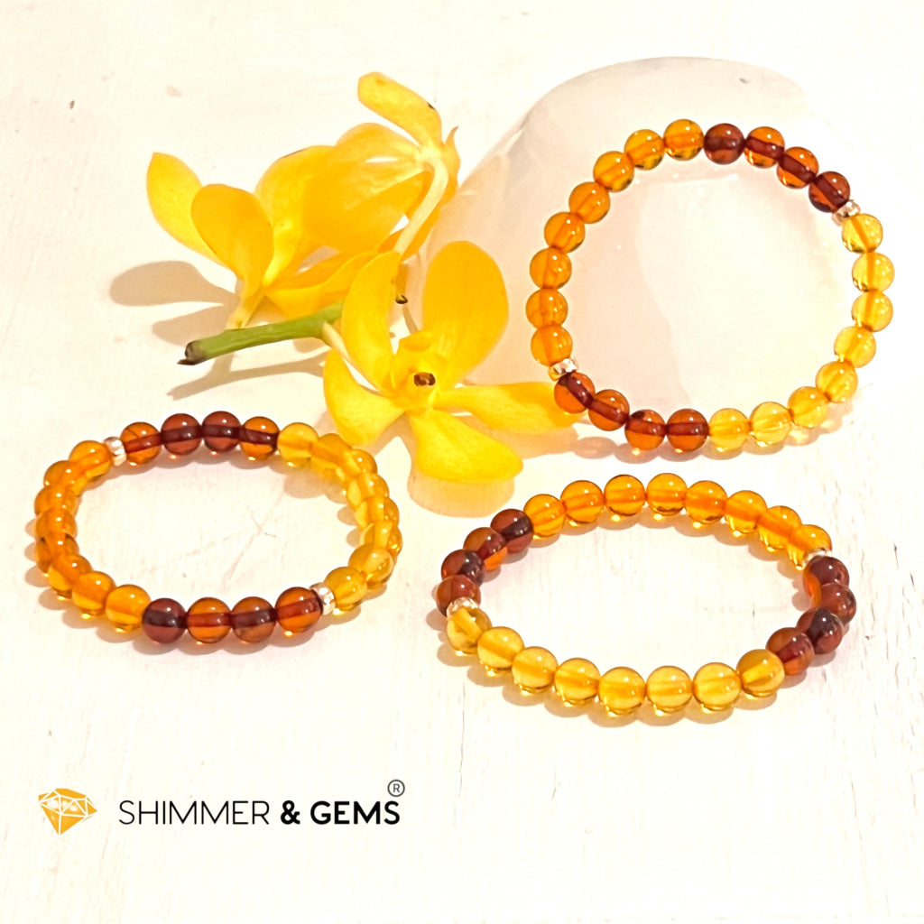 Amber Tricolour Bracelet (Natural) 6Mm Bracelets