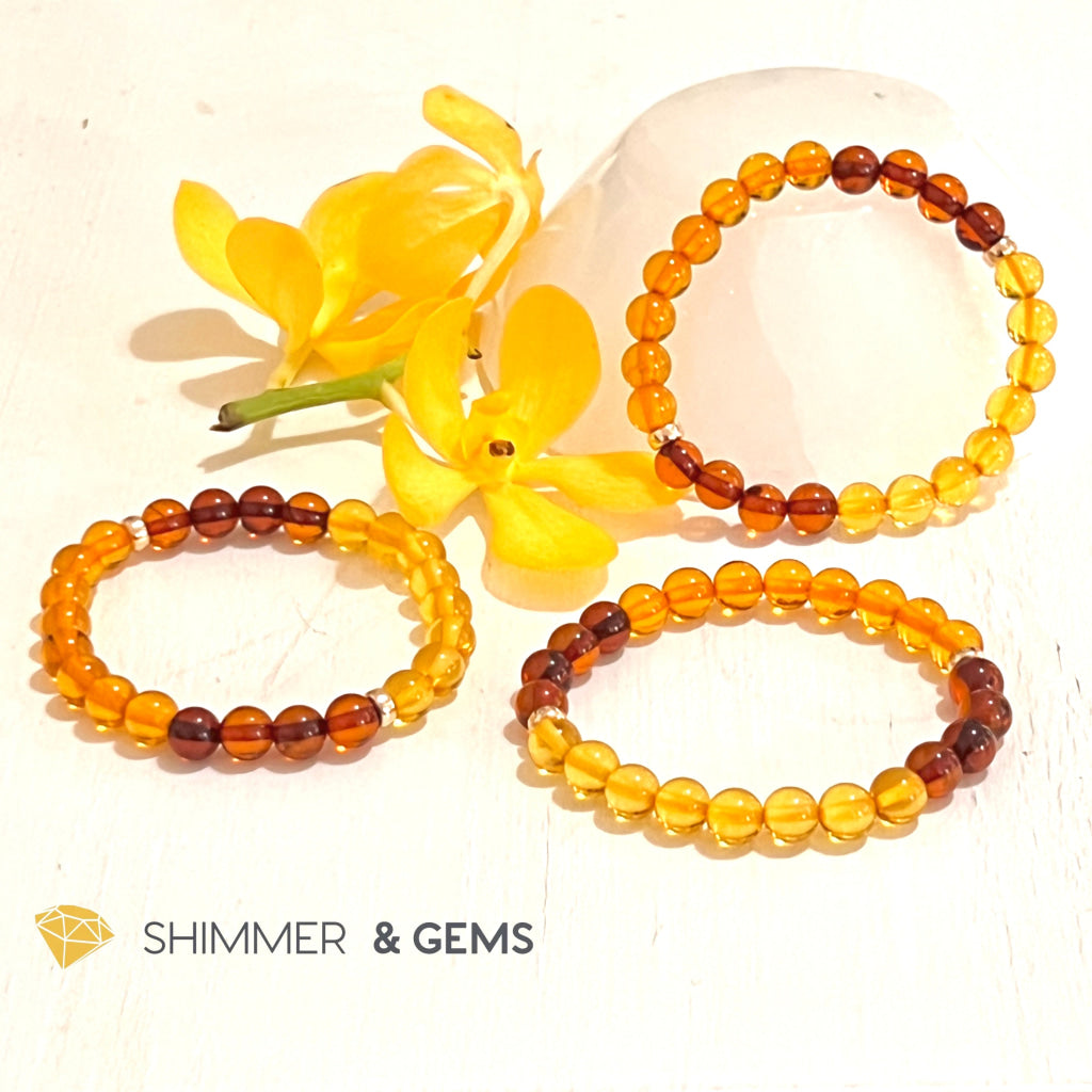 Amber Tricolour Bracelet (Natural) 6Mm Bracelets