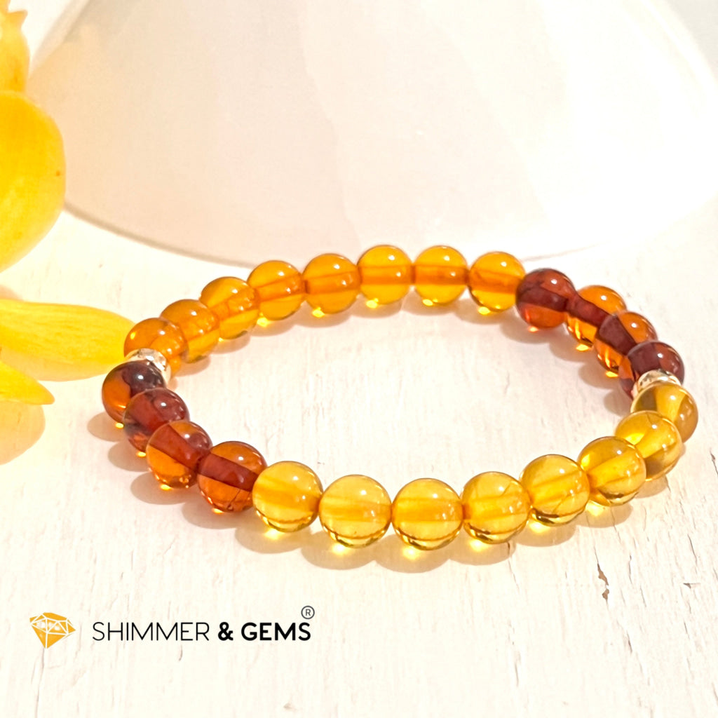 Amber Tricolour Bracelet (Natural) 6Mm Bracelets