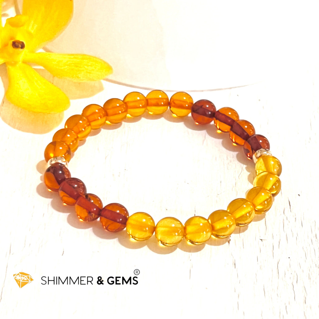 Amber Tricolour Bracelet (Natural) 6Mm Bracelets