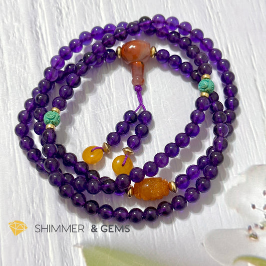 Amethyst 108 Mala Beads Necklace (6mm)