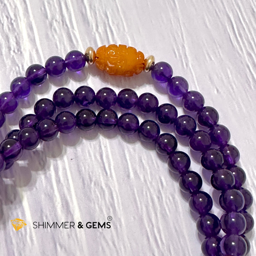 Amethyst 108 Mala Beads Necklace (6mm)