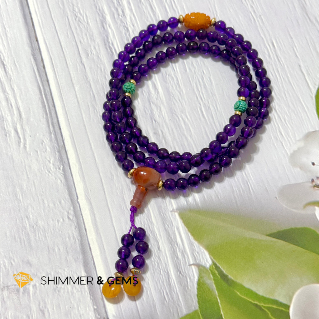 Amethyst 108 Mala Beads Necklace (6mm)