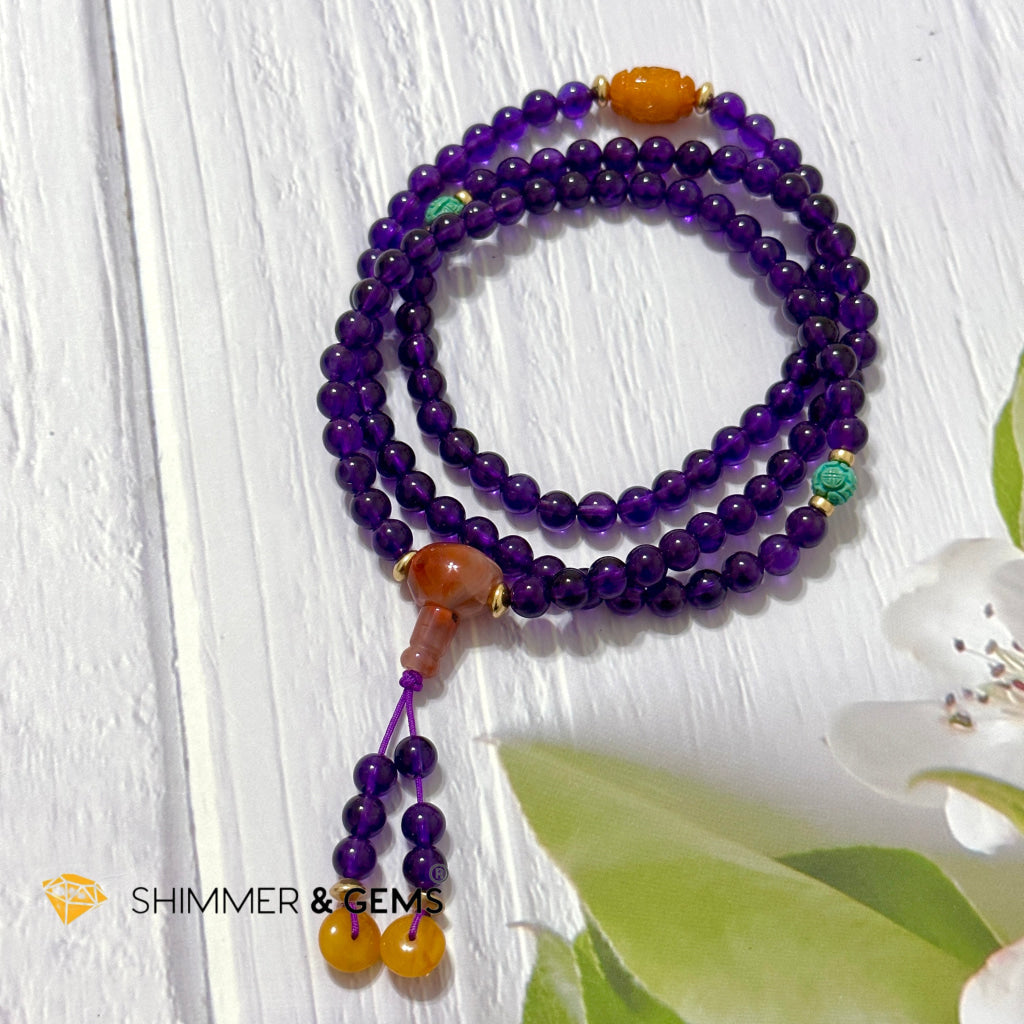 Amethyst 108 Mala Beads Necklace (6mm)