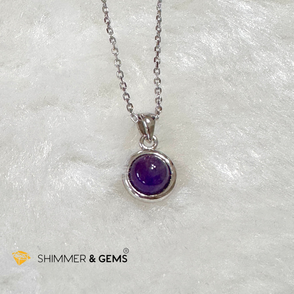 Amethyst 6mm Round 925 Silver Pendant AAA