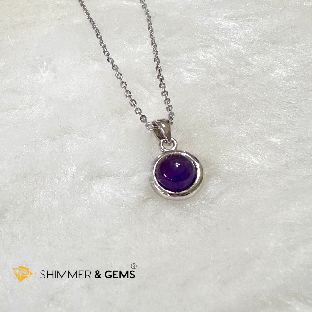 Amethyst 6mm Round 925 Silver Pendant AAA