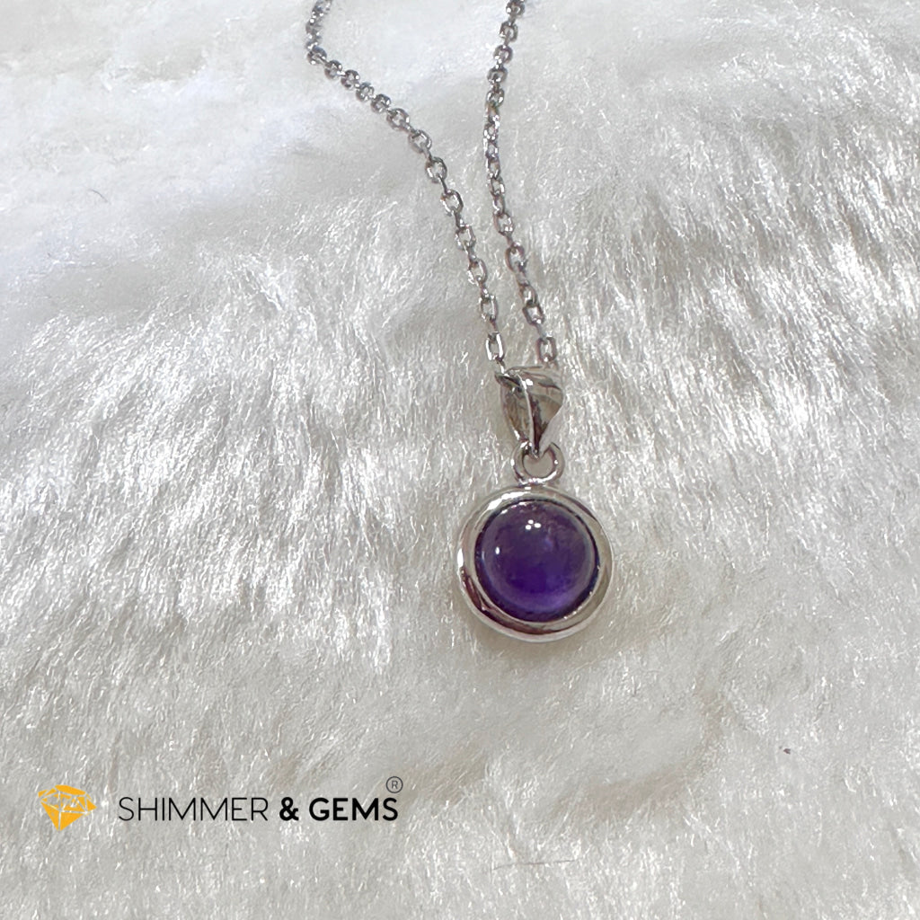 Amethyst 6mm Round 925 Silver Pendant AAA