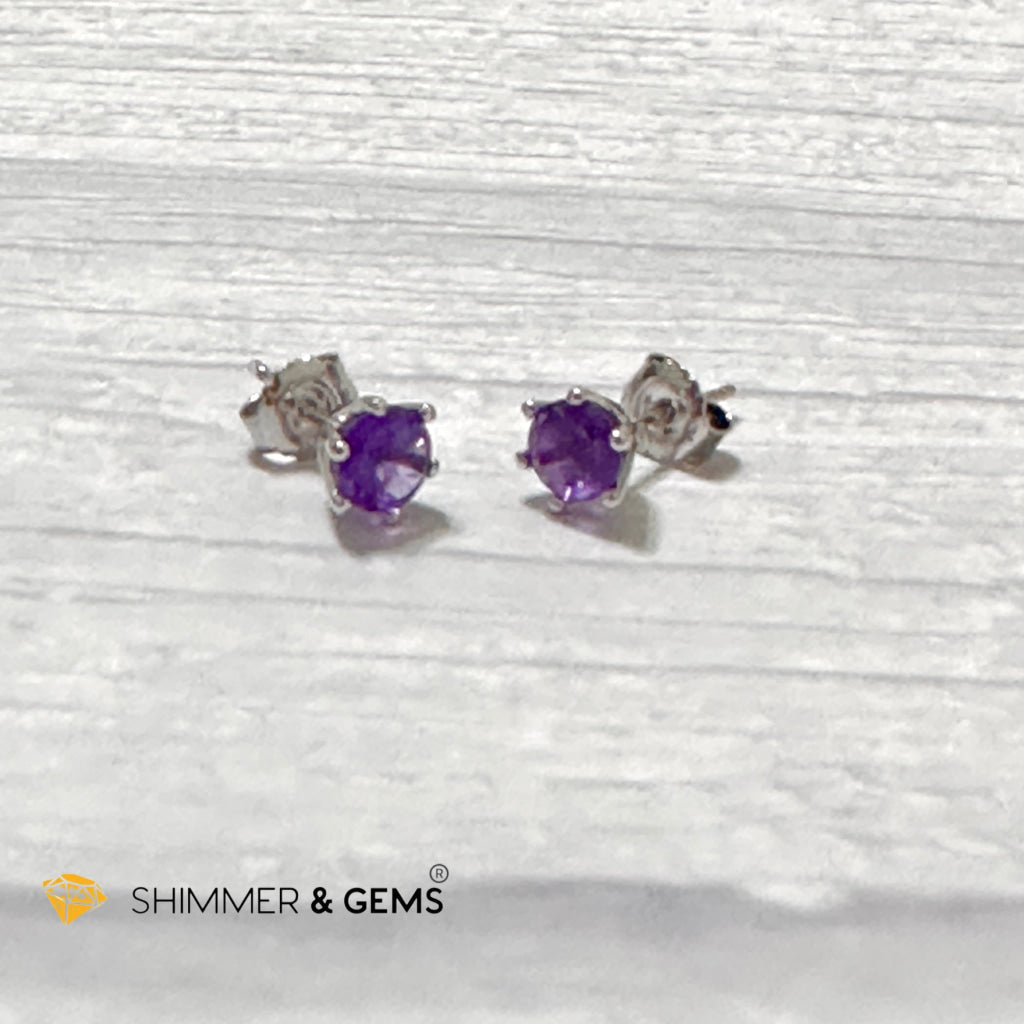 Amethyst Blooming Flower Earrings 6Mm (Focus & Success)