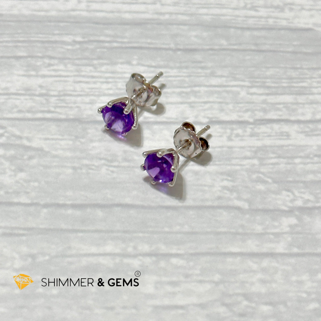 Amethyst Blooming Flower Earrings 6Mm (Focus & Success)