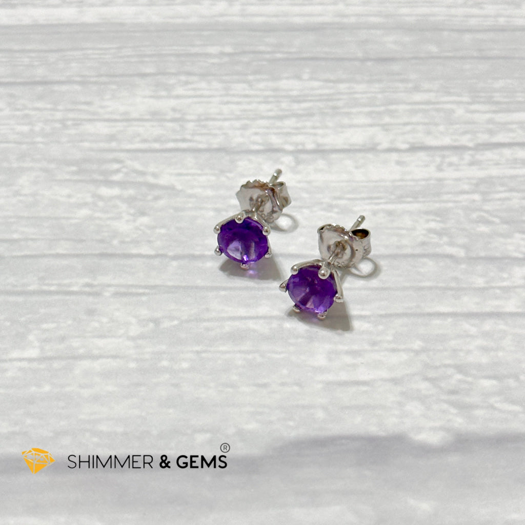 Amethyst Blooming Flower Earrings 6Mm (Focus & Success)