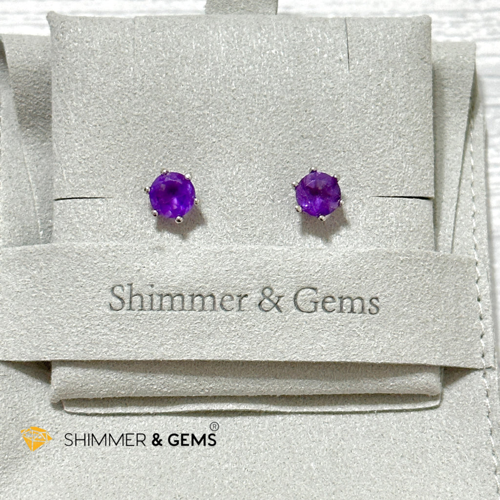 Amethyst Blooming Flower Earrings 6Mm (Focus & Success)