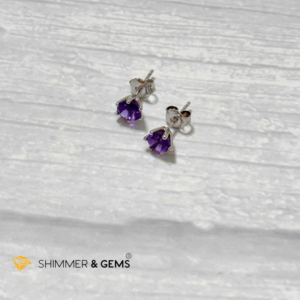 Amethyst Blooming Flower Earrings 6Mm (Focus & Success)