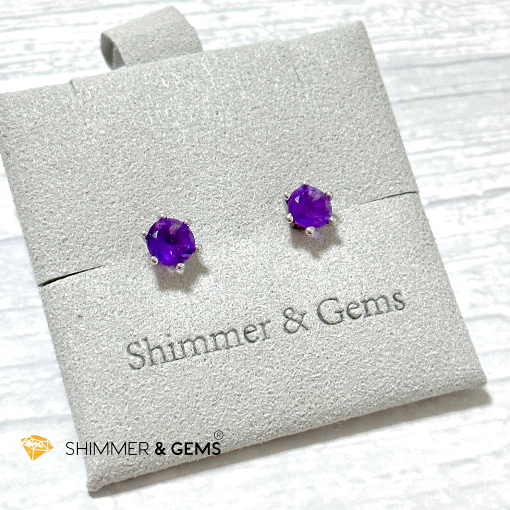 Amethyst Blooming Flower Earrings 6Mm (Focus & Success)