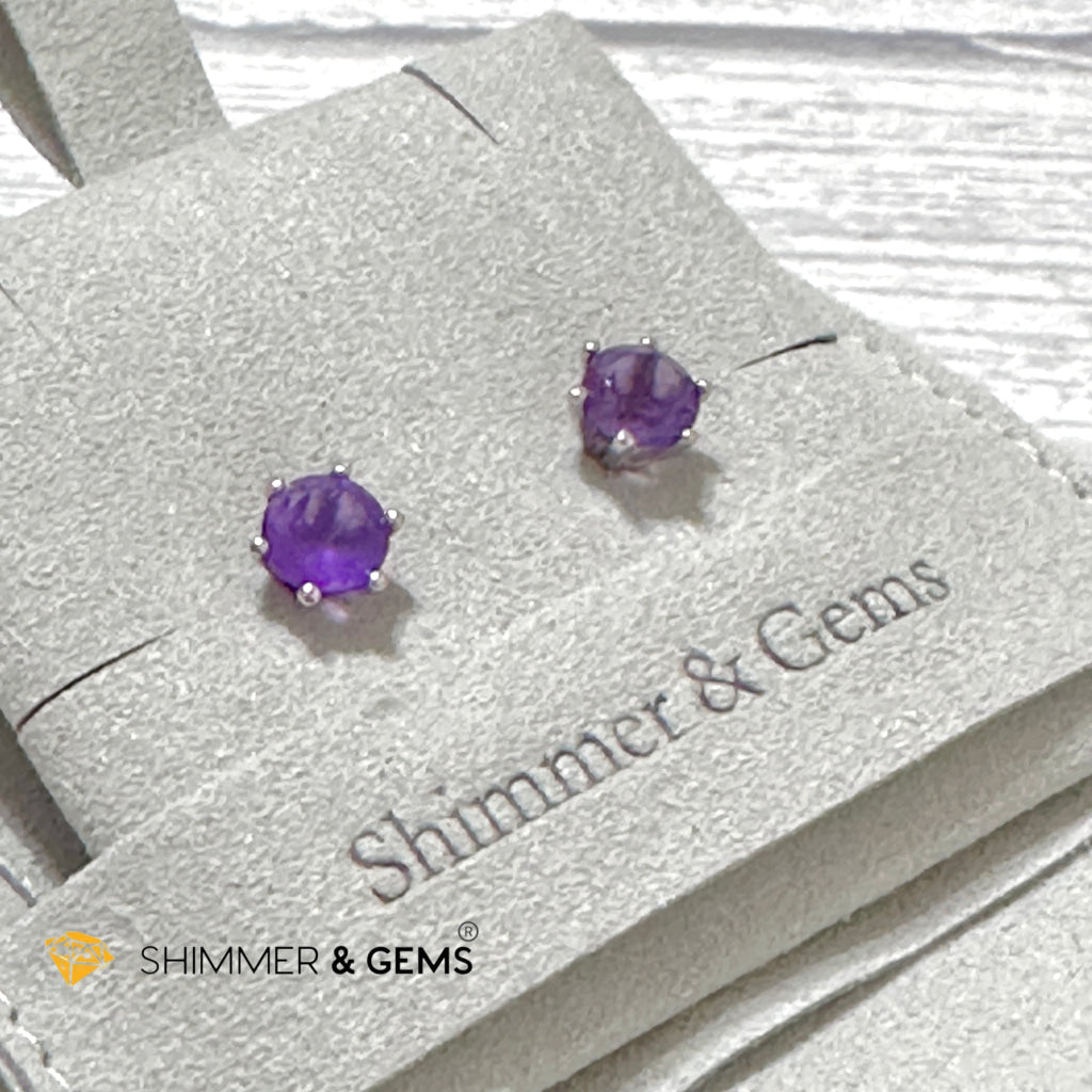 Amethyst Blooming Flower Earrings 6Mm (Focus & Success)