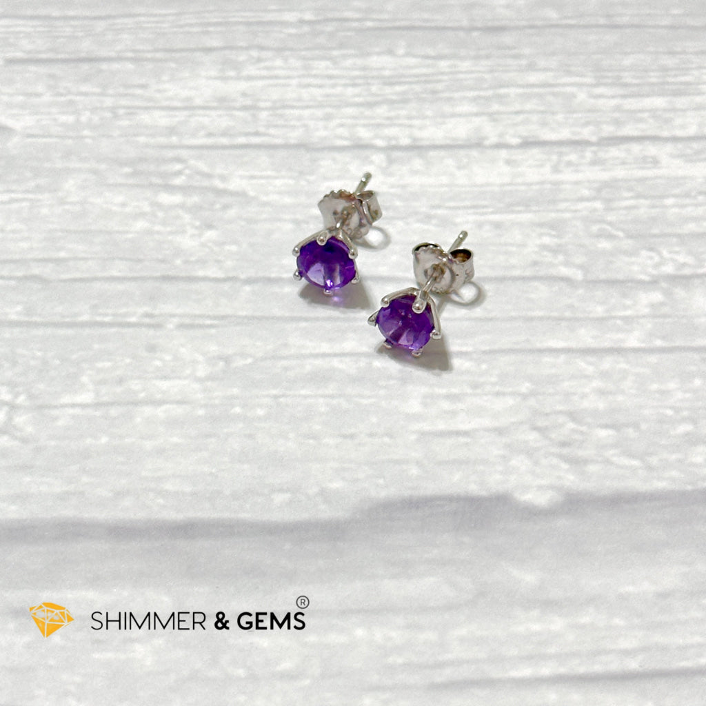 Amethyst Blooming Flower Earrings 6Mm (Focus & Success)