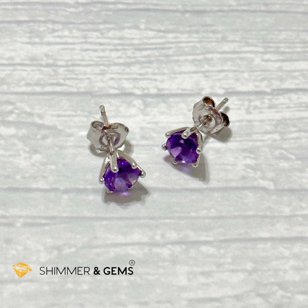 Amethyst Blooming Flower Earrings 6Mm (Focus & Success) Per Pair (6Mm)