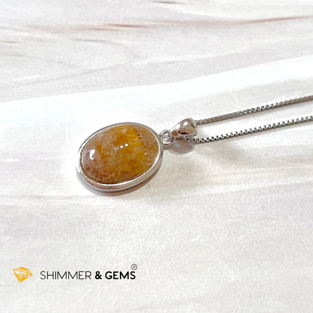 Amethyst Cacoxinite Oval 925 Silver Pendant 12X16Mm Only