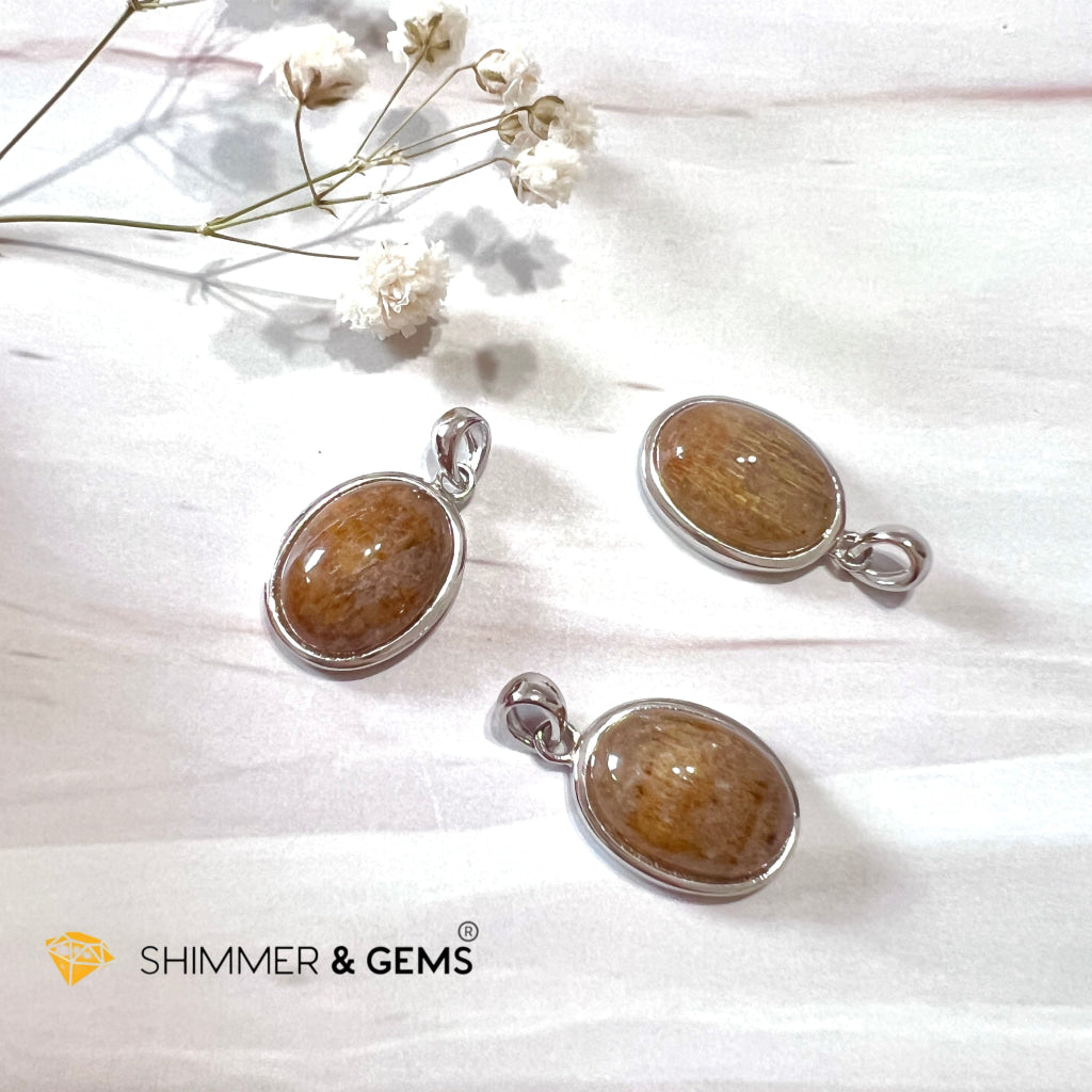 Amethyst Cacoxinite Oval 925 Silver Pendant