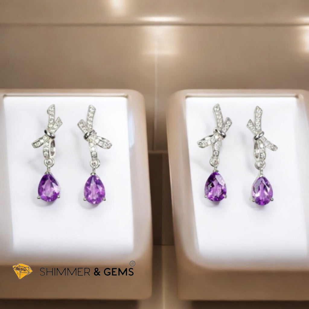 Amethyst Dangle Earrings in 925 Silver (AAA)