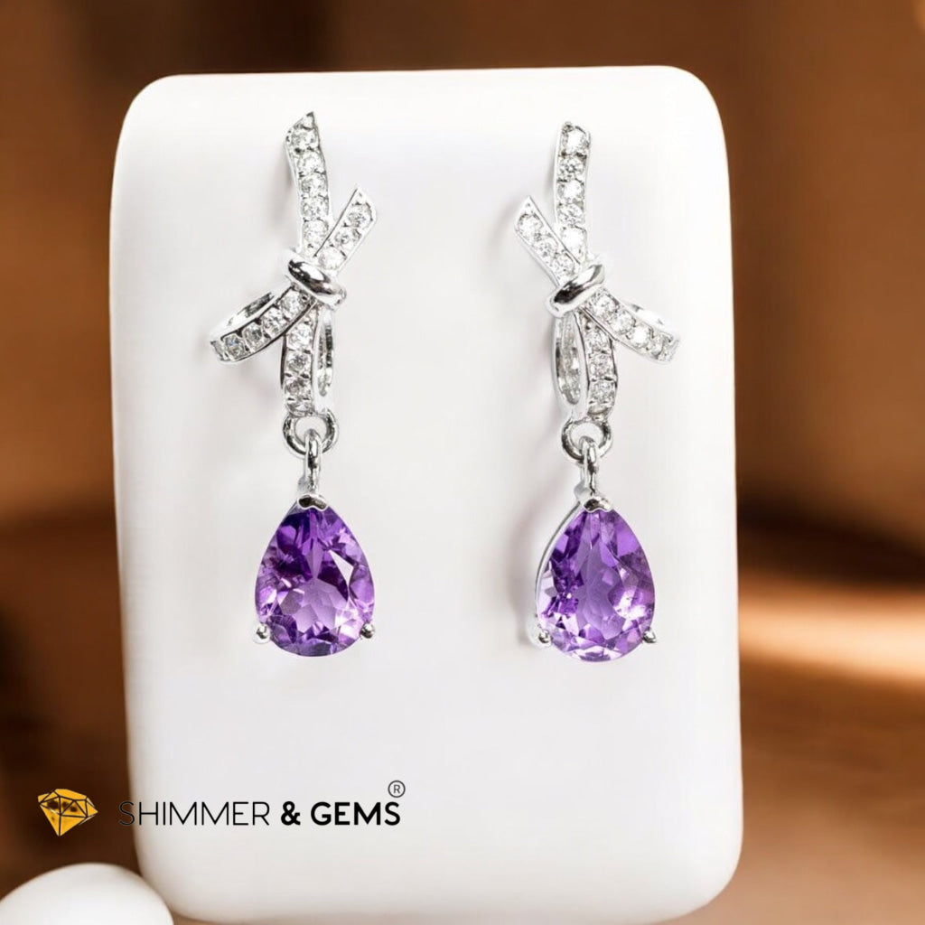 Amethyst Dangle Earrings in 925 Silver (AAA)