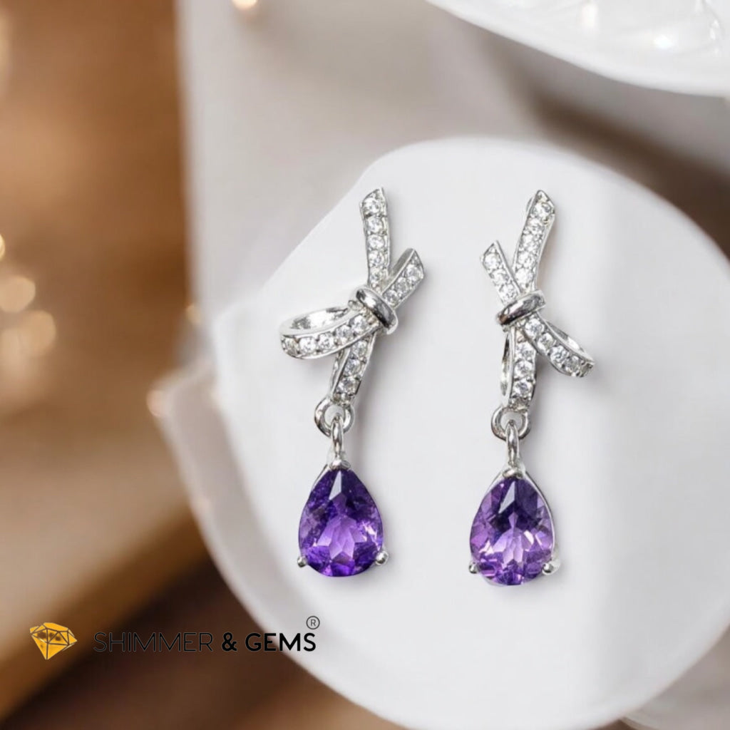 Amethyst Dangle Earrings in 925 Silver (AAA)