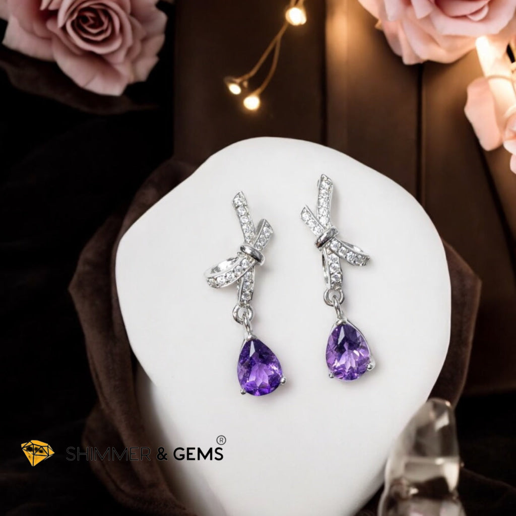 Amethyst Dangle Earrings in 925 Silver (AAA)