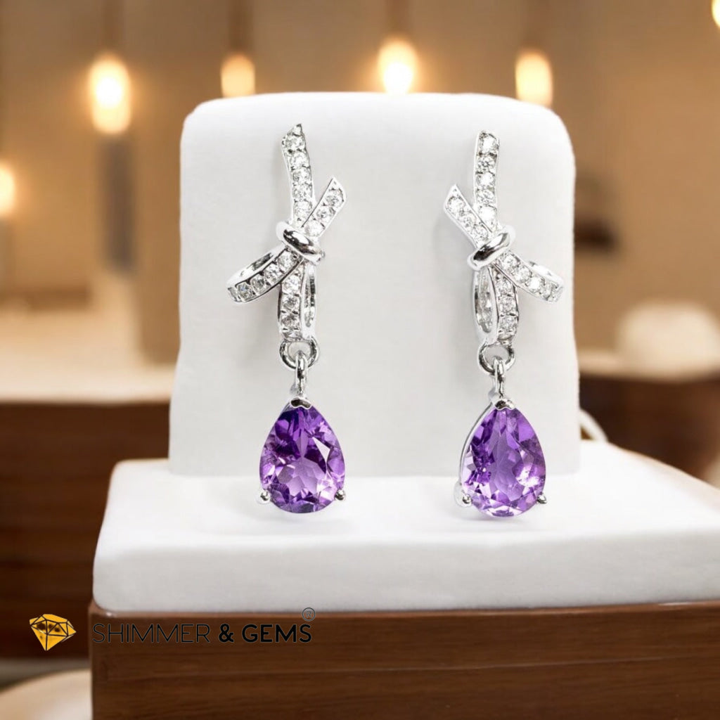 Amethyst Dangle Earrings in 925 Silver (AAA)