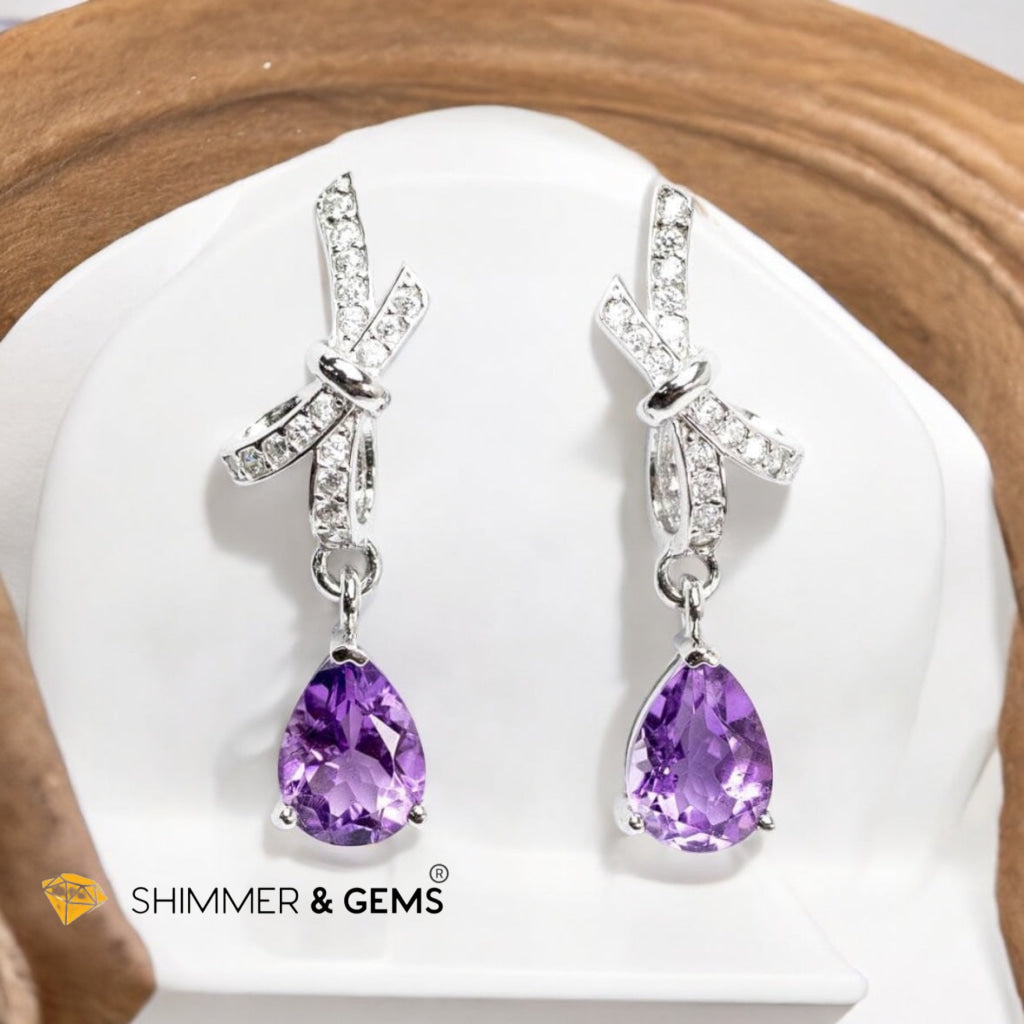 Amethyst Dangle Earrings in 925 Silver (AAA)