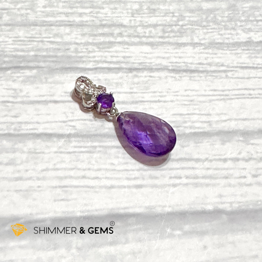 Amethyst Drop Pendant 925 Silver