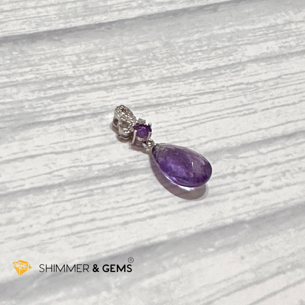 Amethyst Drop Pendant 925 Silver