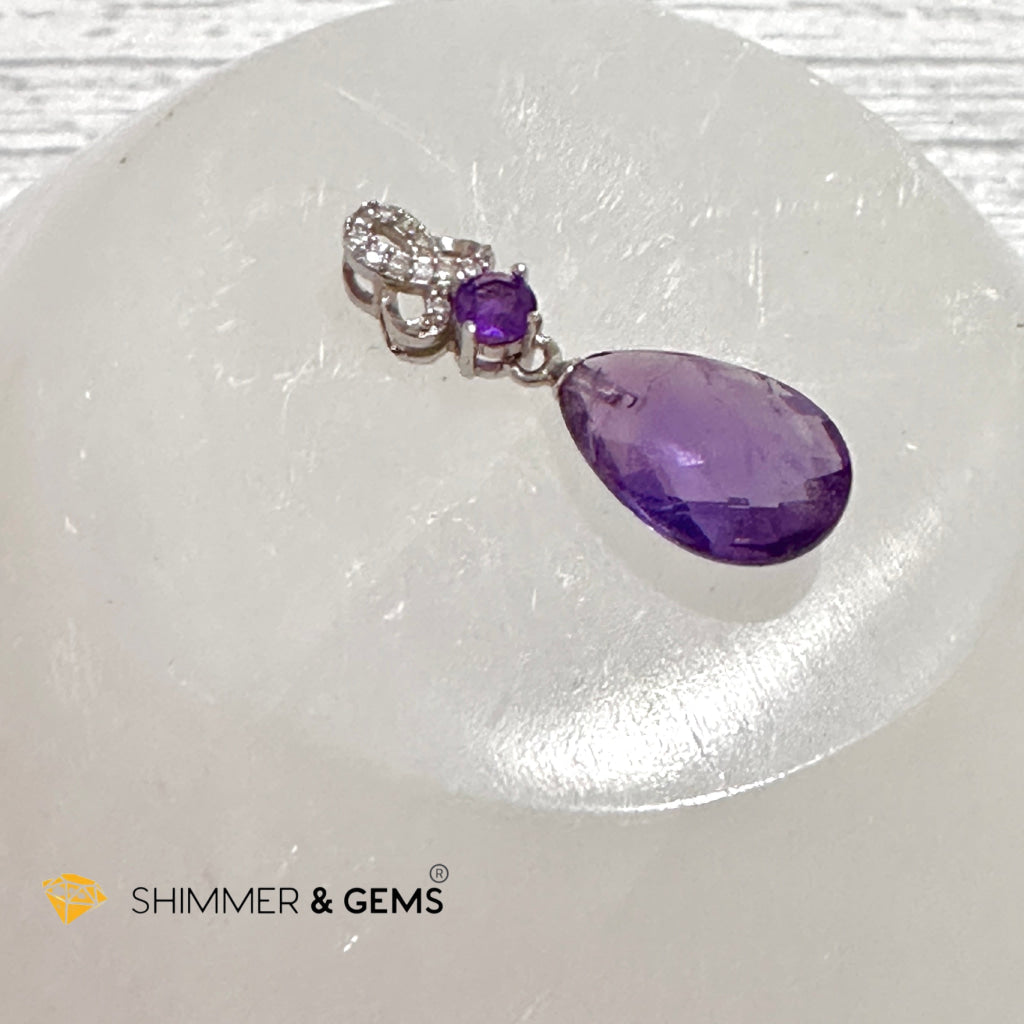 Amethyst Drop Pendant 925 Silver