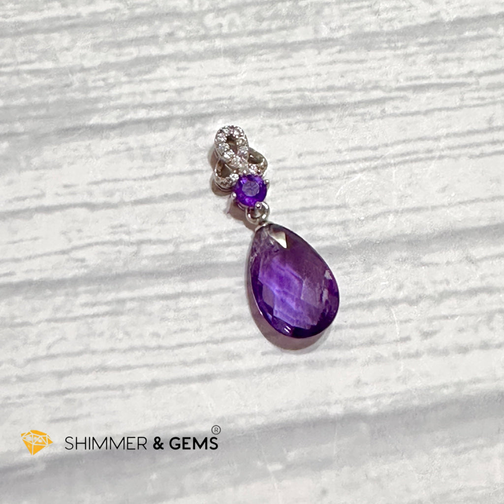 Amethyst Drop Pendant 925 Silver