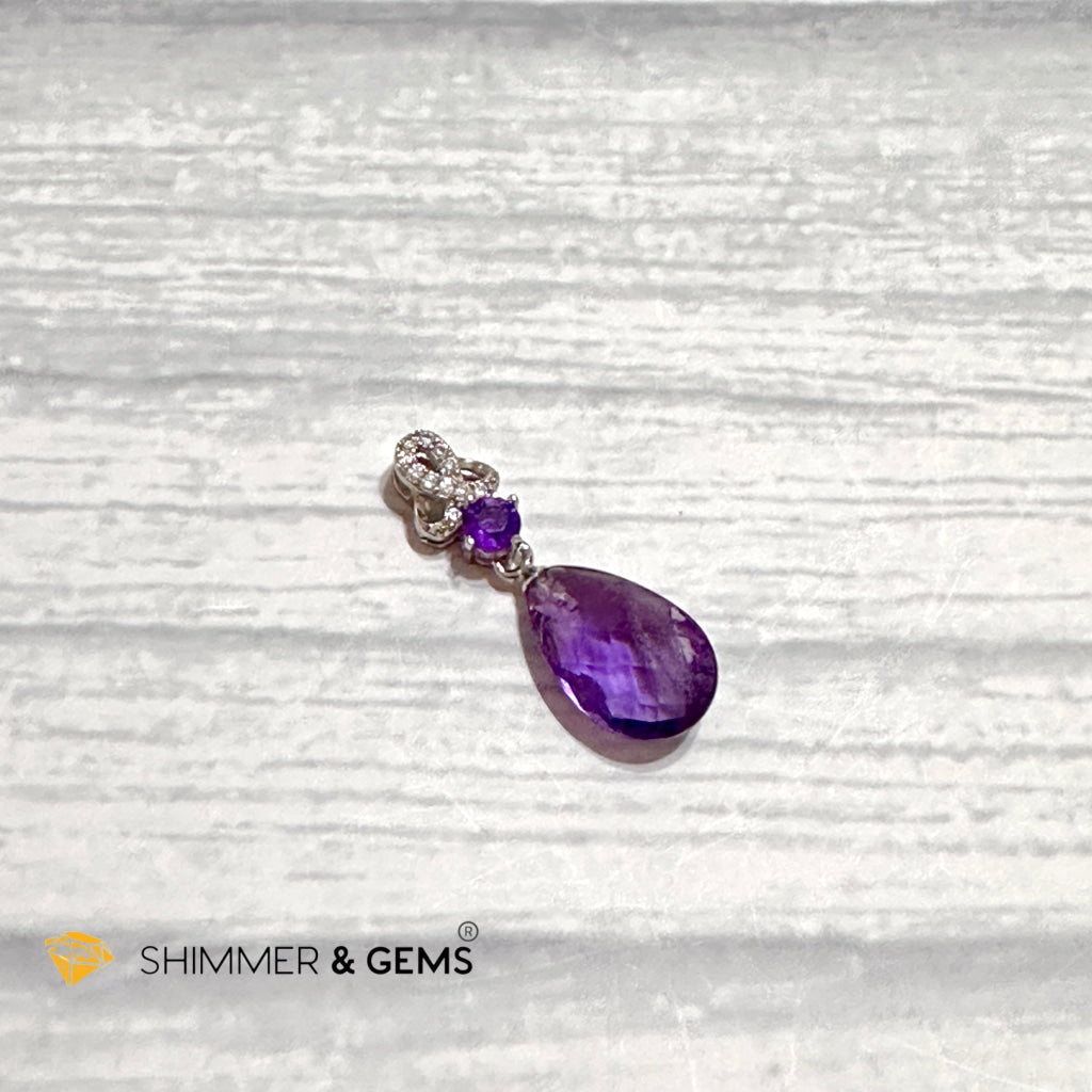 Amethyst Drop Pendant 925 Silver