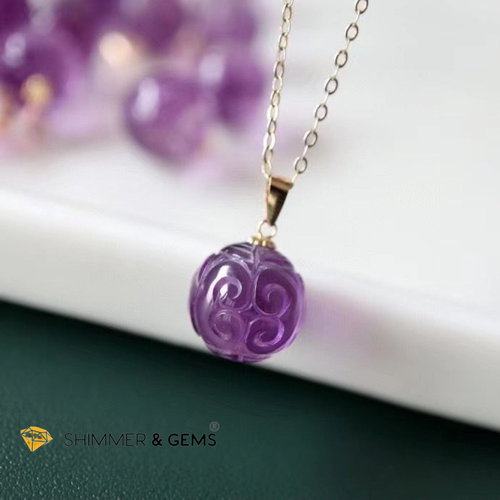 Amethyst Huiwen Ball 18K Gold Pendant (10Mm) Charms & Pendants