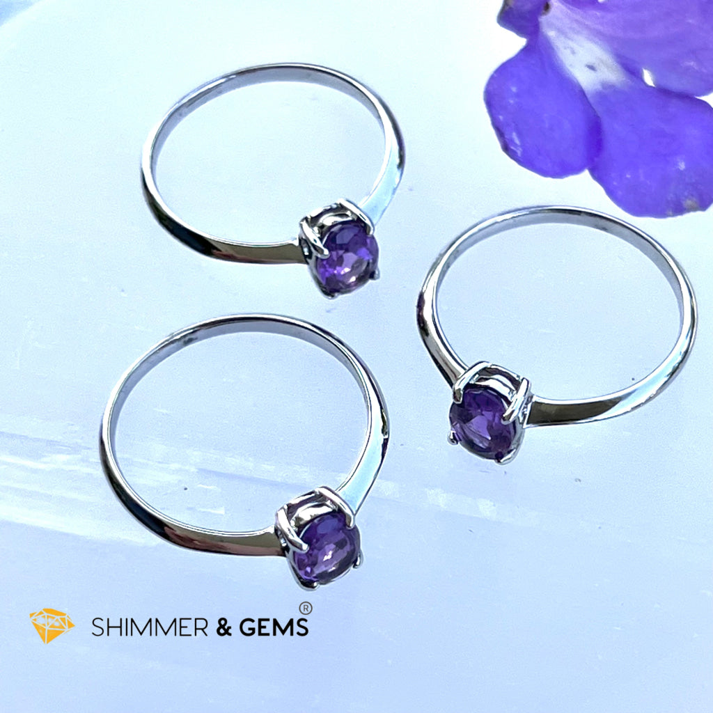 Amethyst Oval 925 Silver Ring Faceted (Focus & Success) Rings
