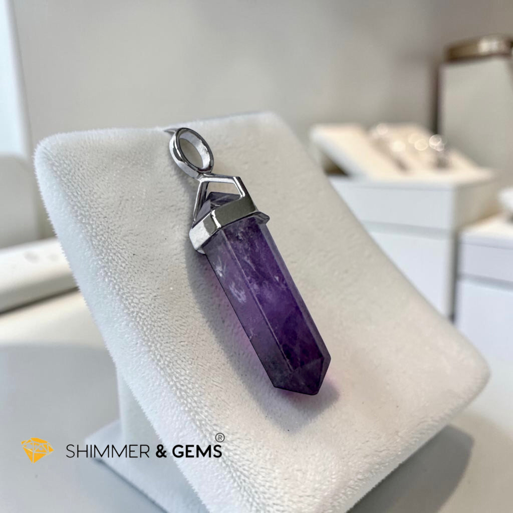Amethyst Premium Pendant in 925 Silver (Peace & Intuition)35mm