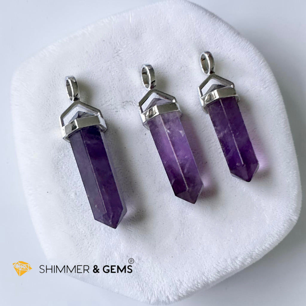 Amethyst Premium Pendant in 925 Silver (Peace & Intuition)35mm