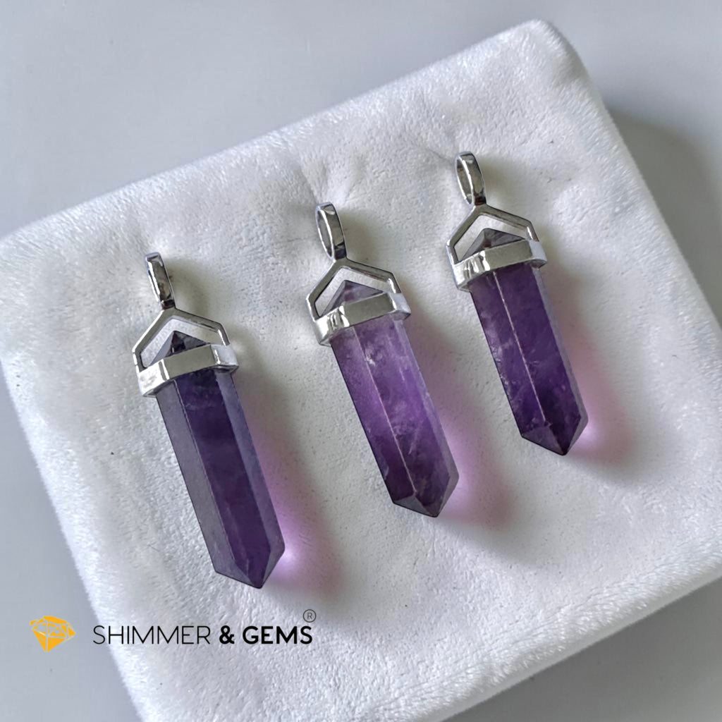Amethyst Premium Pendant in 925 Silver (Peace & Intuition)35mm