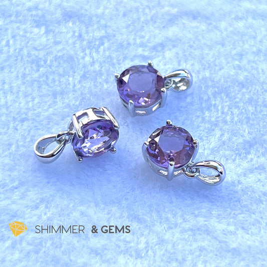 Amethyst Round Pendant 925 Silver (Success And Focus)Aaa Grade Charms & Pendants