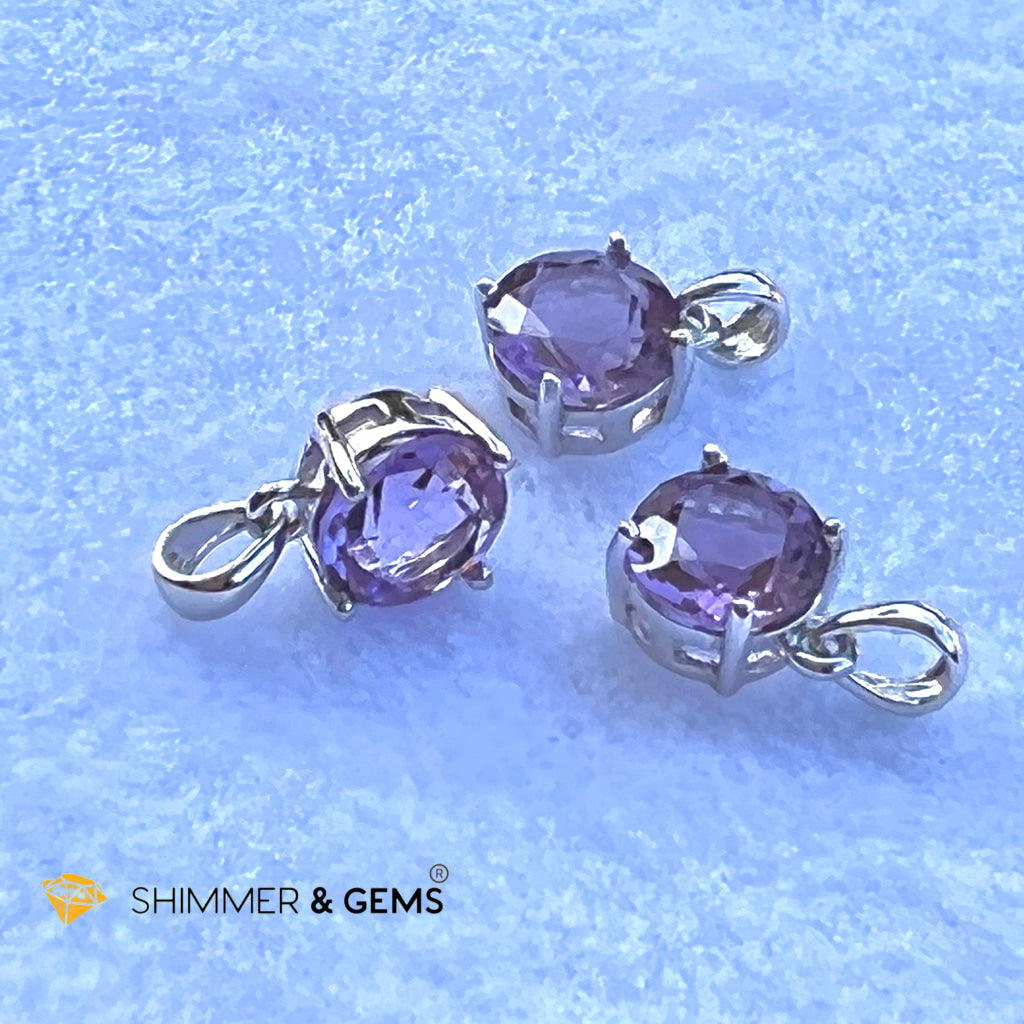 Amethyst Round Pendant 925 Silver (Success And Focus)Aaa Grade Charms & Pendants