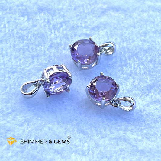 Amethyst Round Pendant 925 Silver (Success And Focus)Aaa Grade Charms & Pendants