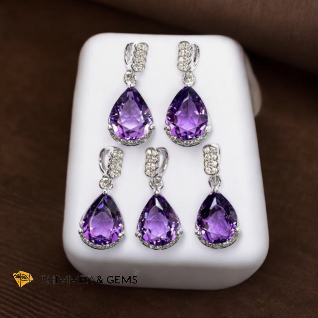 Amethyst Solitaire Pendant 925 Silver AAA (7x9mm)