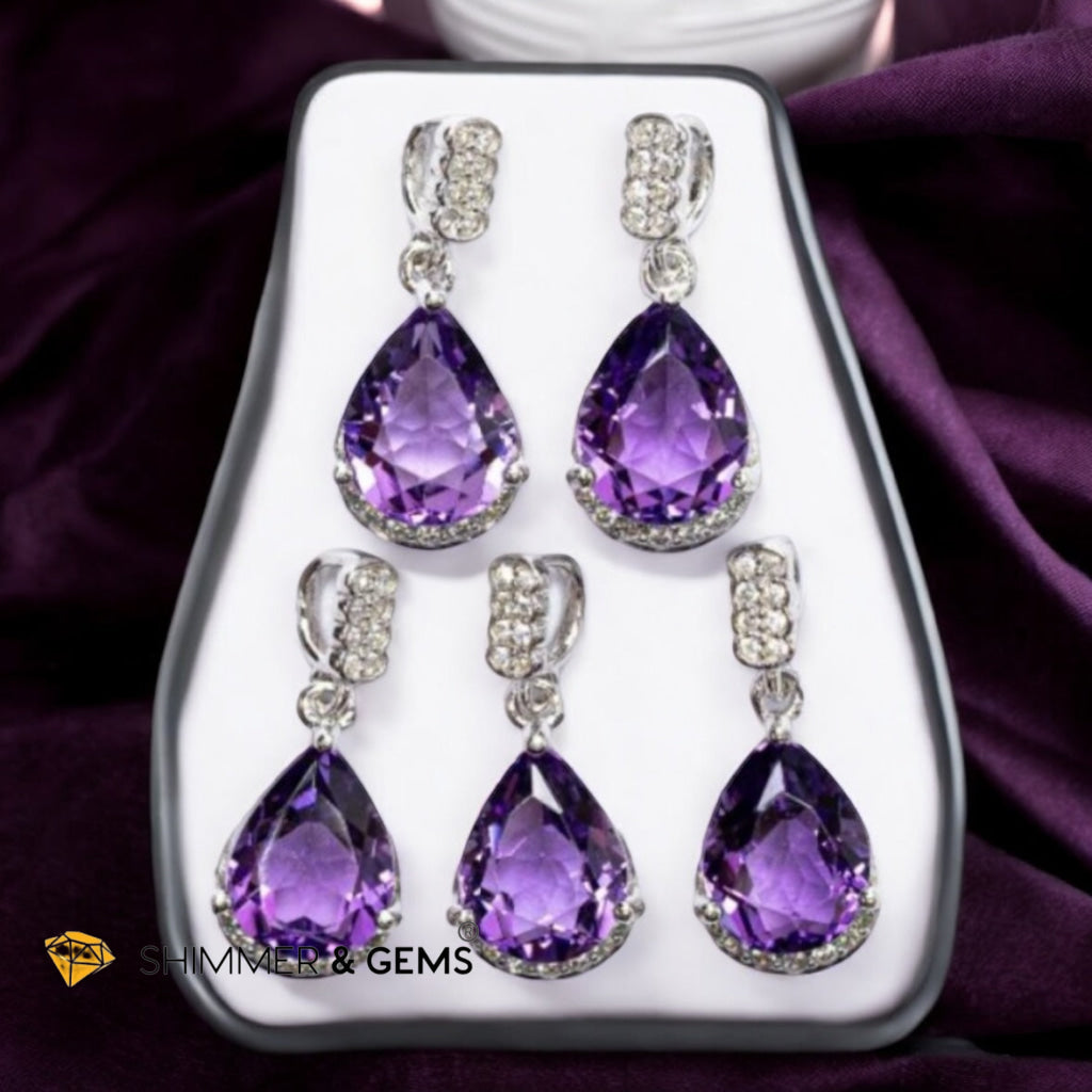 Amethyst Solitaire Pendant 925 Silver AAA (7x9mm)