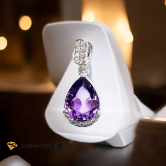 Amethyst Solitaire Pendant 925 Silver AAA (7x9mm)