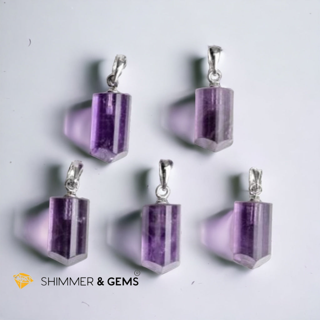 Amethyst Tube Pendant 925 Silver